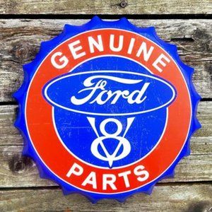 Ford Genuine V8 Parts Metal Sign Vintage Garage Wall Decor Ford-150 Truck Sign